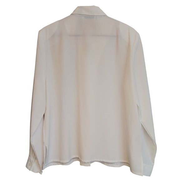 Kathy Cho Women's White Stripped Front Long Sleeve Button Down Blouse 16 - Picture 2 of 3